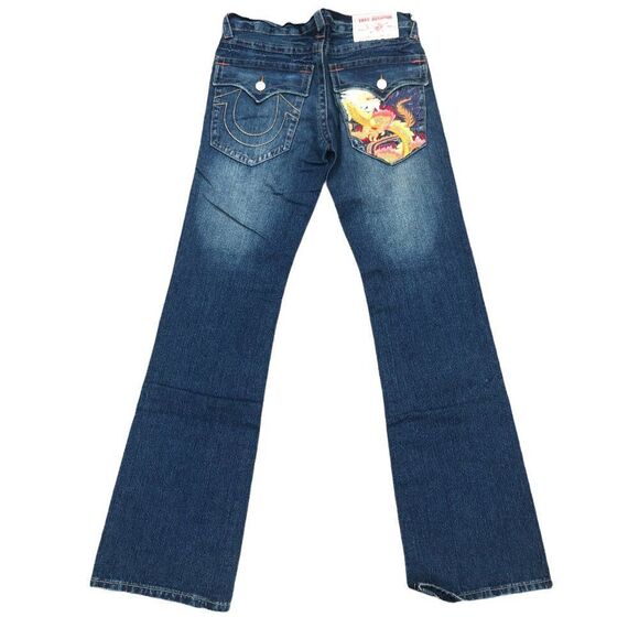 BRAND New Vintage True Religion Embroidered Jeans Size 34 BILLY Blue - Picture 2 of 12
